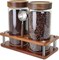 Glass Coffee Grounds Container with Shelf, 2 × 45 oz Glass Coffee Canisters with Airtight Thread Lid, Glass Storage Jars with Stainless Steel Spoon for Coffee Bean, Sugar,Nut